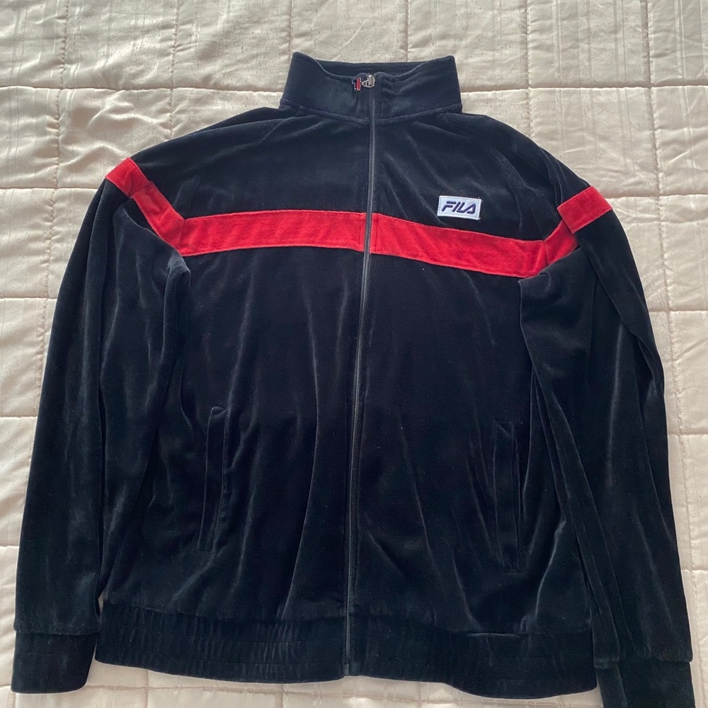 FILA Velour TrackSuit Jacket w/ Embroidered Patch